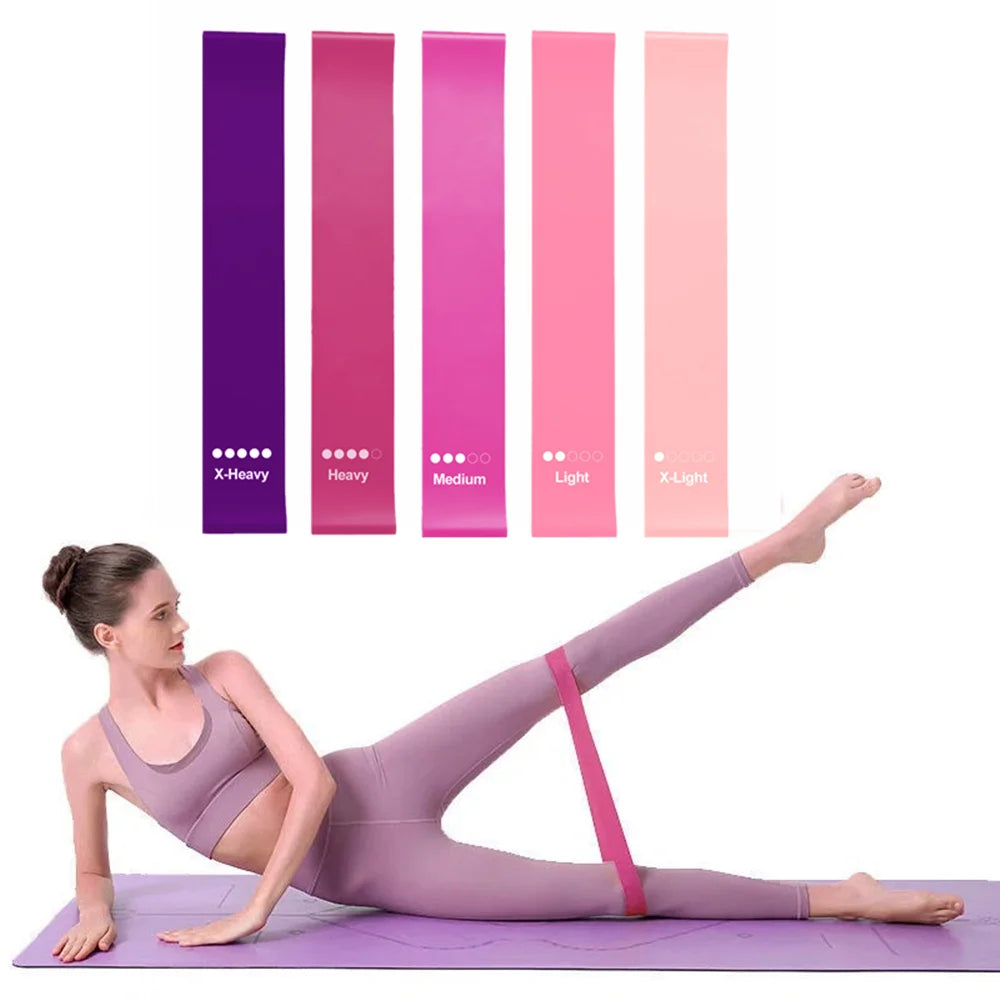 Versatile Resistance Band Set Of 5 Loop TPE Pink For Home Workouts And Yoga