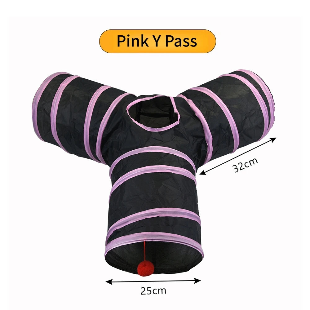 Foldable Cat Tunnel Toy For Indoor Play Breathable Fabric
