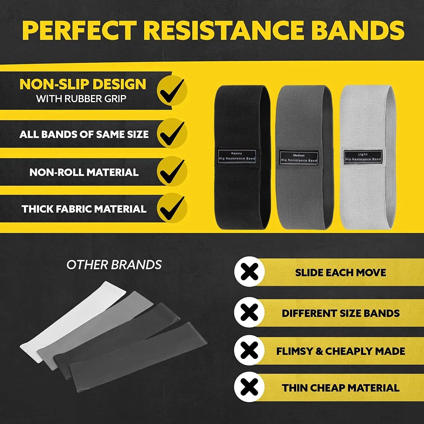 Glute Thigh Fabric Resistance Bands For Home Workouts Non Slip Booty