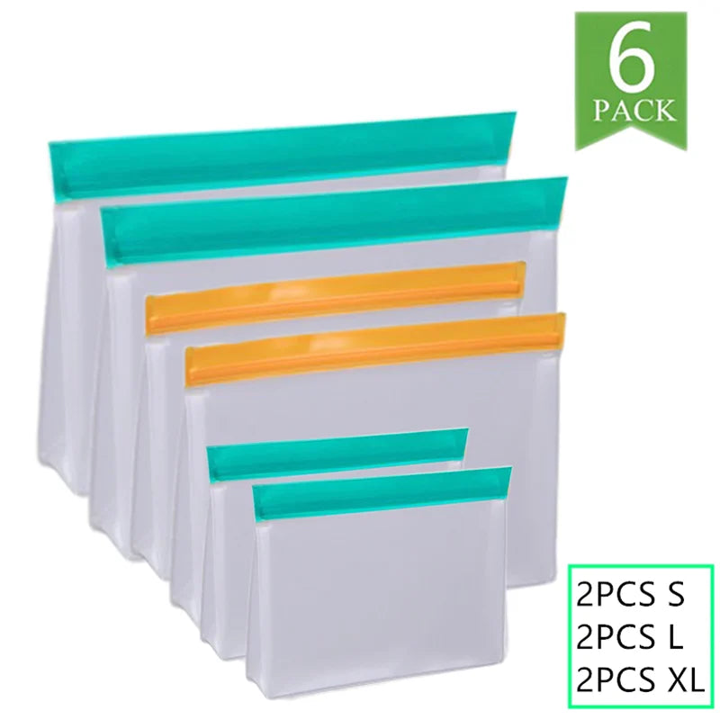 Reusable PEVA Food Storage Bag Leakproof Freezer Safe Stand Up For Fresh Produce