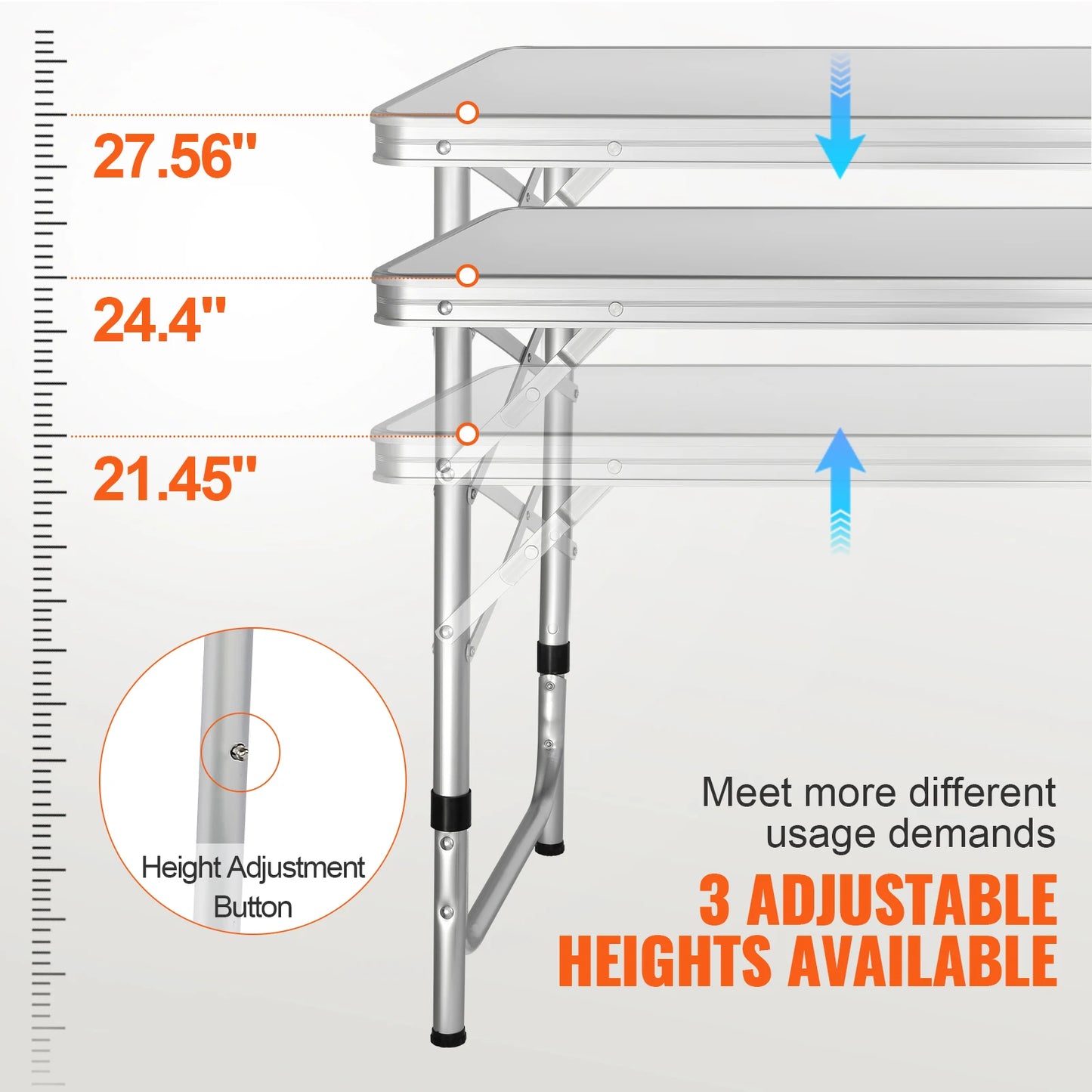 Portable Folding Camping Kitchen Table with Storage Organizer & Adjustable Height