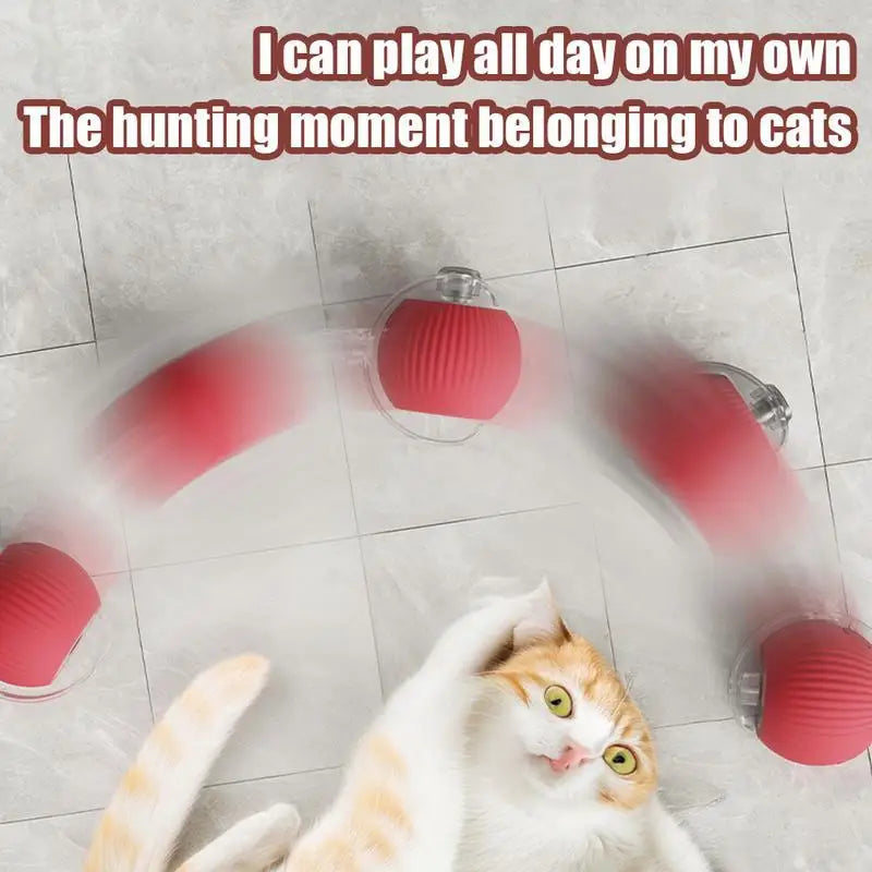 Automatic Interactive Cat Ball Toy Rechargeable With Faux Tail