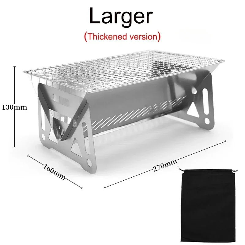 YEGBONG Portable Folding Barbecue Grill Outdoor Easy Assembly Stainless Steel