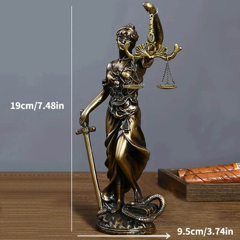 Goddess Of Justice Ornament Copper Tone Resin European Retro For Home Office