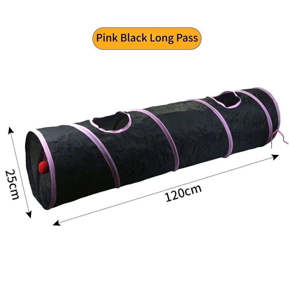 Foldable Cat Tunnel Toy For Indoor Play Breathable Fabric