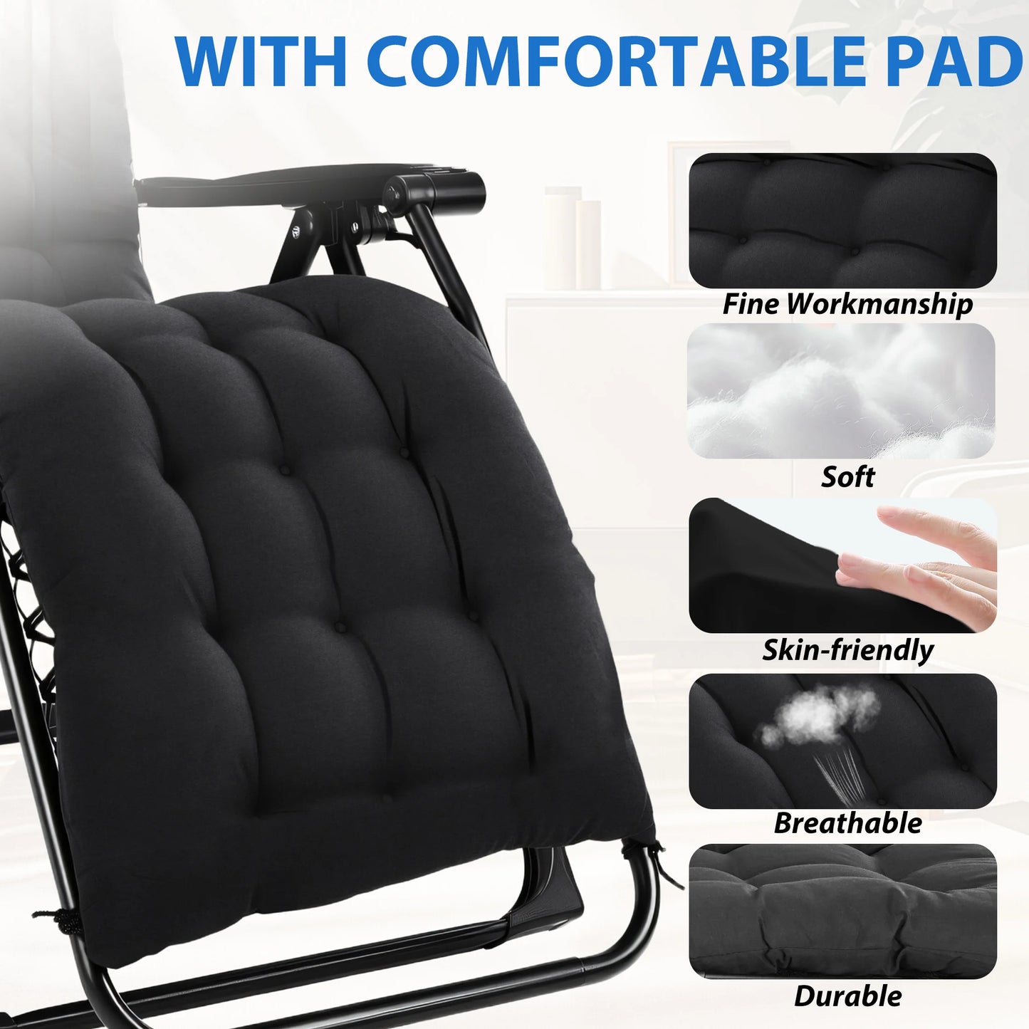 Kick Back & Relax Zero Gravity Cushioned Outdoor Chair