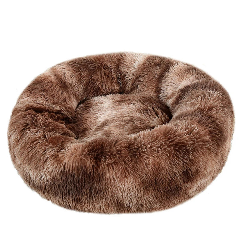 Round Dog Bed Plush Winter Warm Washable For Small Medium Large Dogs Cats