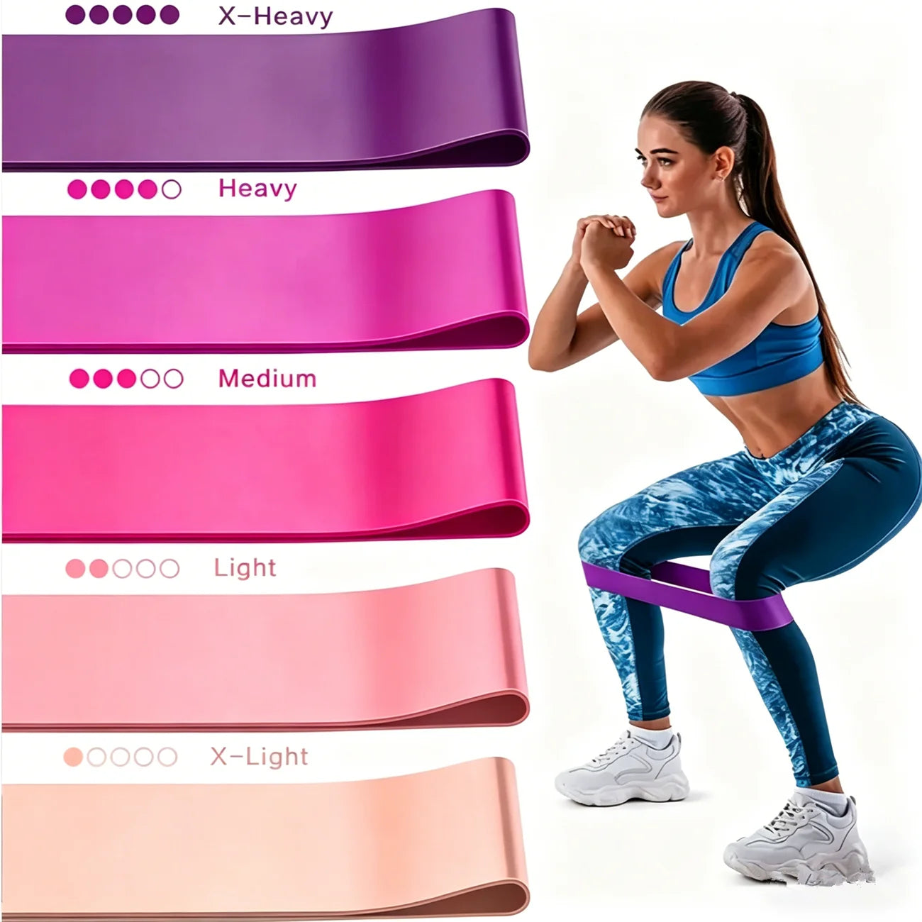 Versatile Resistance Band Set Of 5 Loop TPE Pink For Home Workouts And Yoga