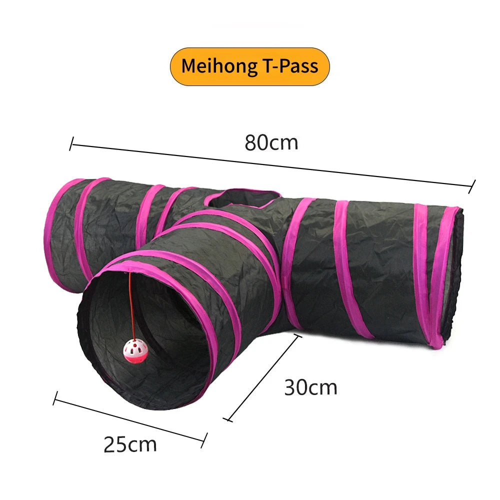 Foldable Cat Tunnel Toy For Indoor Play Breathable Fabric