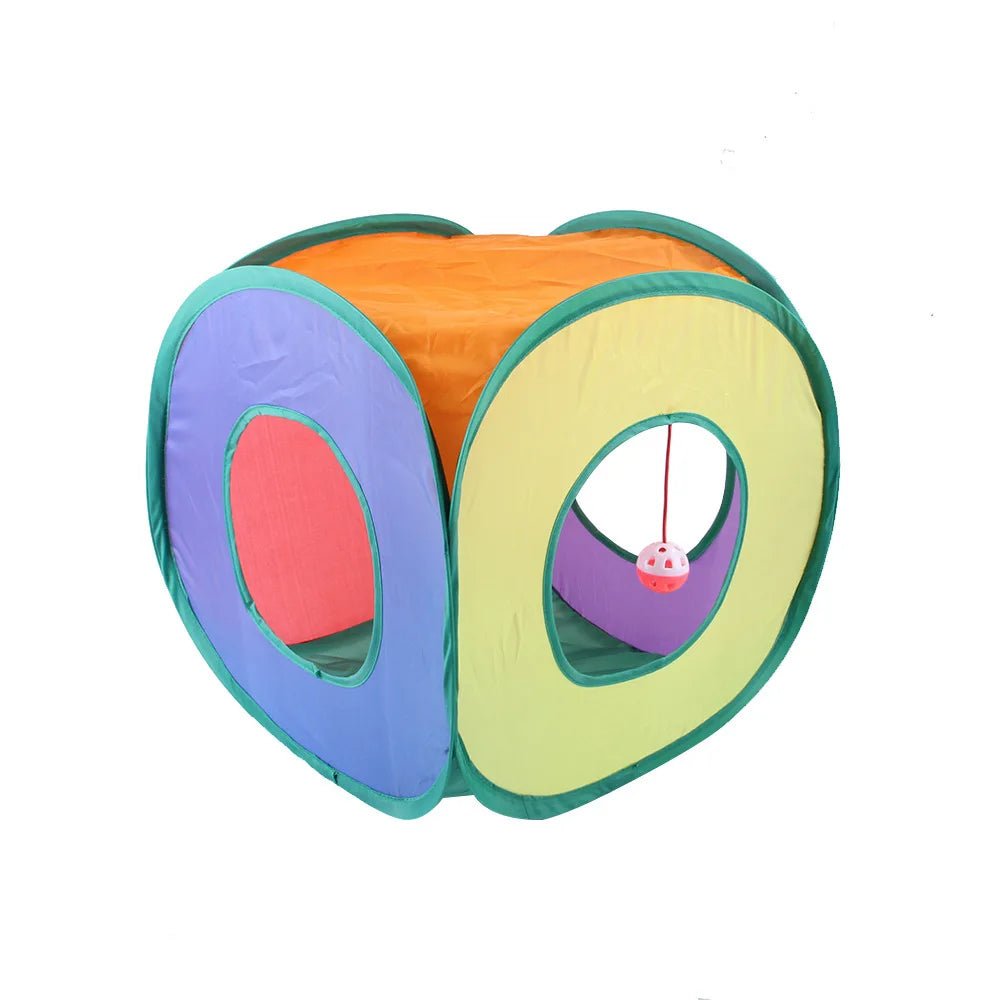 Foldable Cat Tunnel Toy For Indoor Play Breathable Fabric