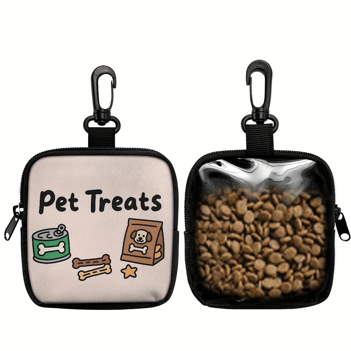 Dog Print Treat Bag With Hook And Zipper For Training Set