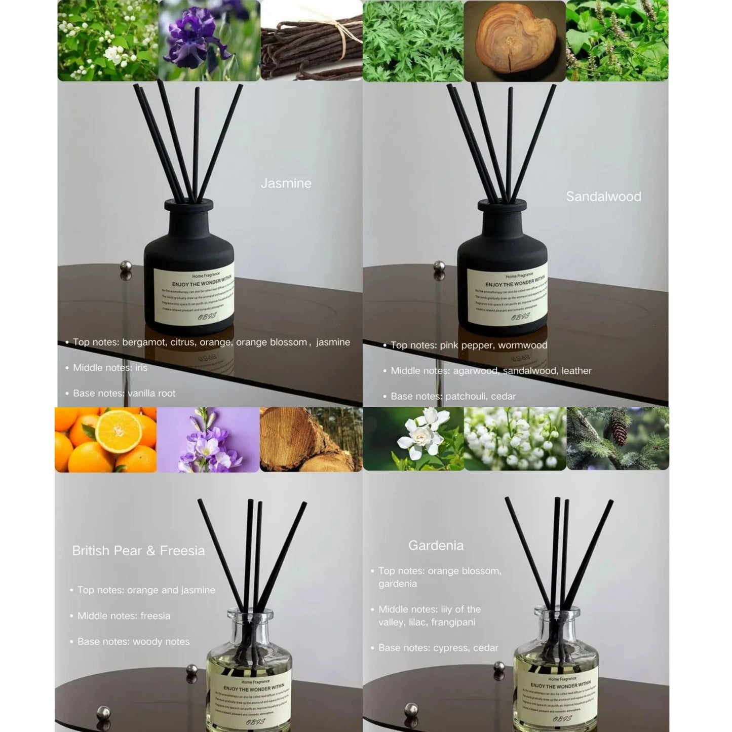Flameless Reed Diffuser Fragrance Oil Freesia Jasmine 50ml Long Lasting For Home