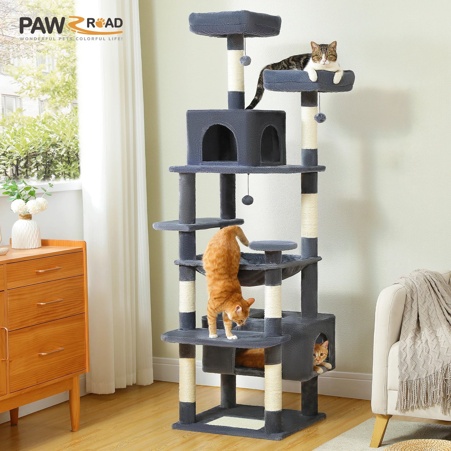 PAWZ Road Cat Tree Tower With Scratching Posts And Perches