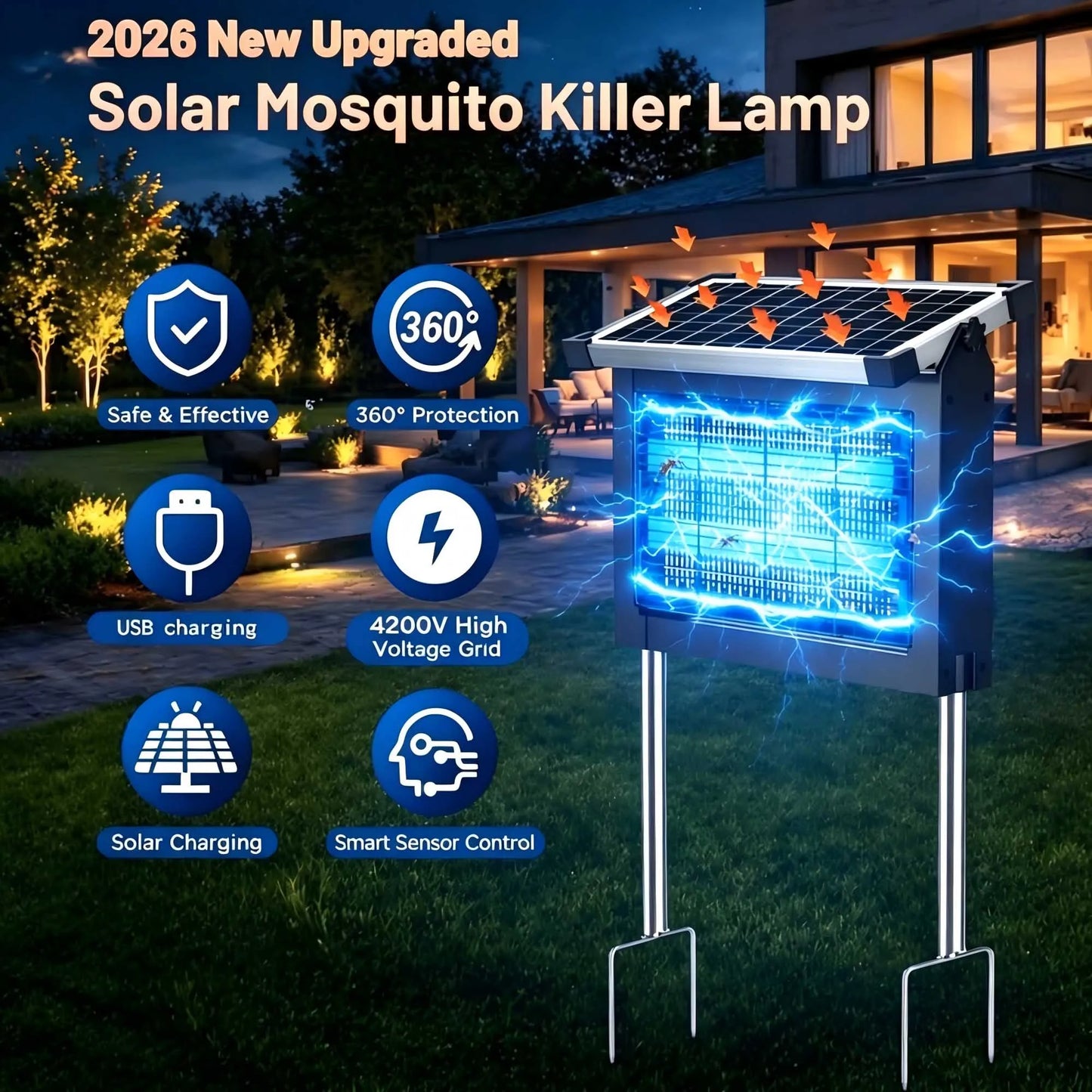 Take Back Your Backyard™ Solar Bug Zapper – 2,100 Sq. Ft. Outdoor Protection