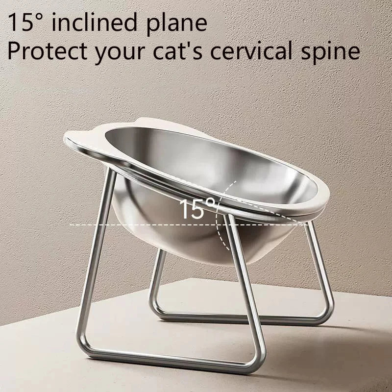 Booteely Tilted Stainless Steel Cat Bowl With Stand