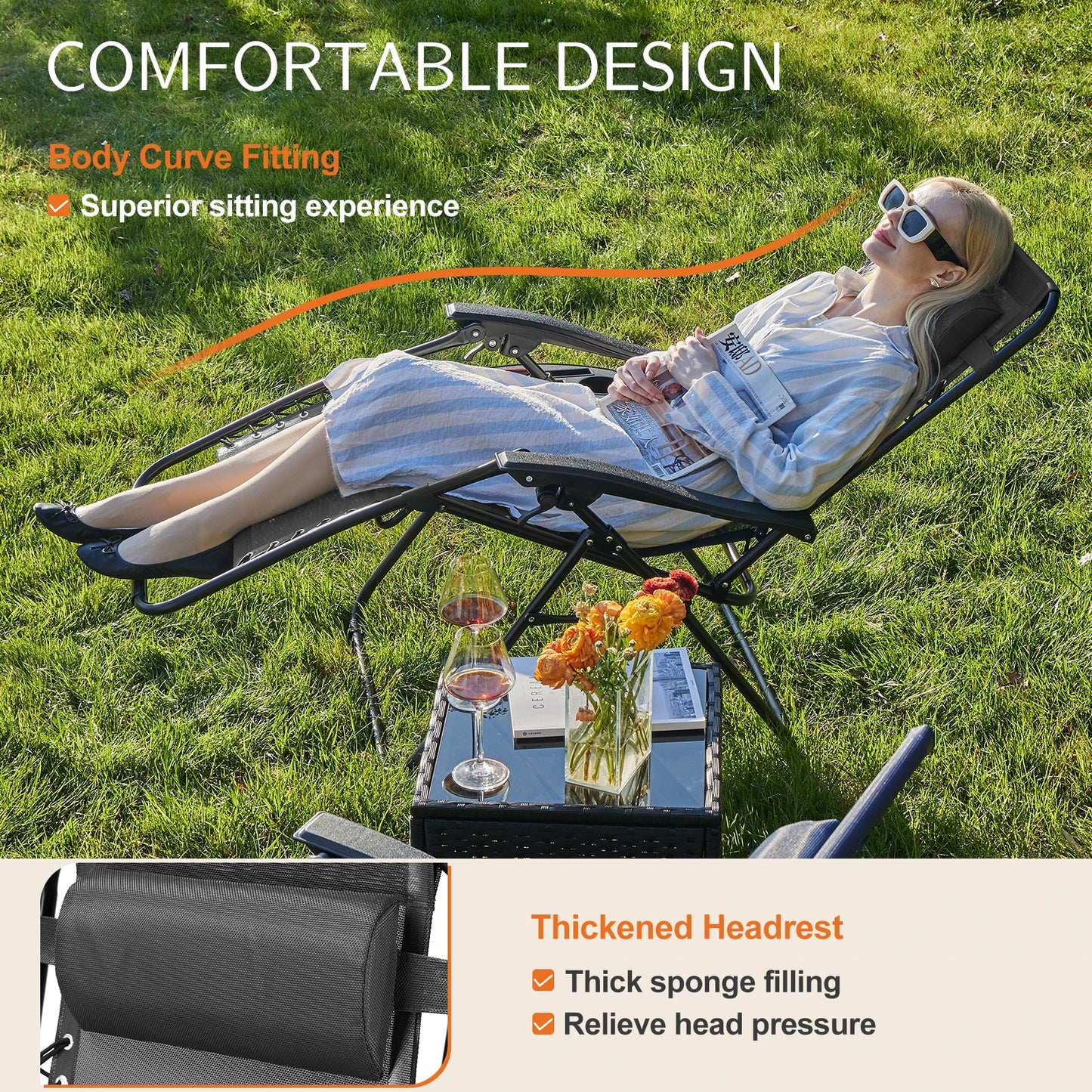 Relax & Recline Zero Gravity Lounge Chair with Cup Holder