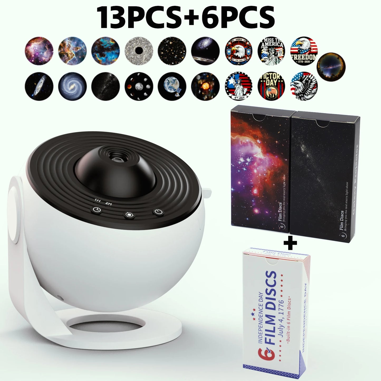 AUSYLE Galaxy Projector 19 In 1 Night Light 360 Rotation Timed Kids Discs