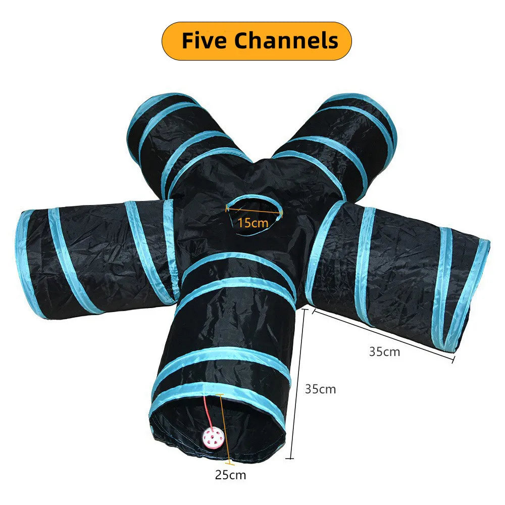 Foldable Cat Tunnel Toy For Indoor Play Breathable Fabric
