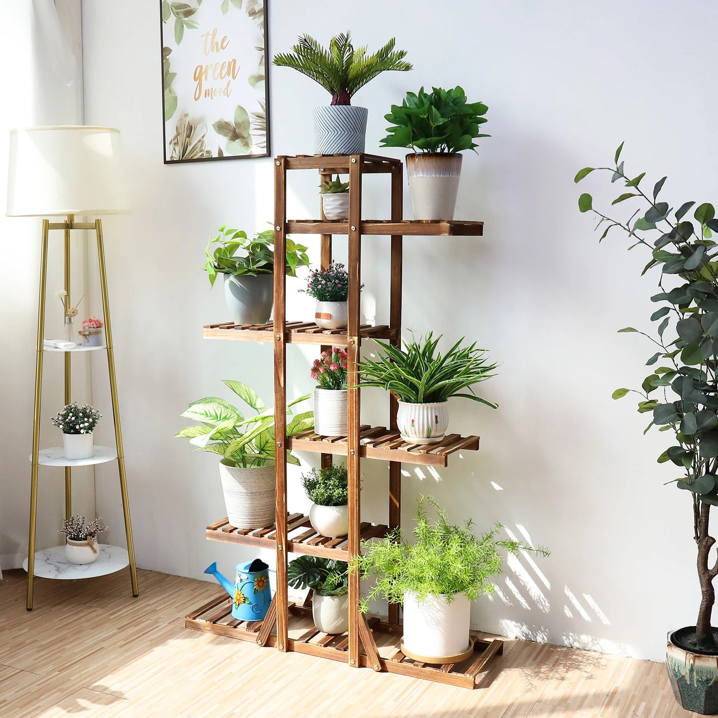 Bring Nature Up 6-Tier Carbonized Wood Plant Stand