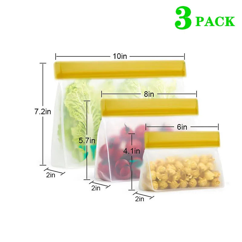 Reusable PEVA Food Storage Bag Leakproof Freezer Safe Stand Up For Fresh Produce