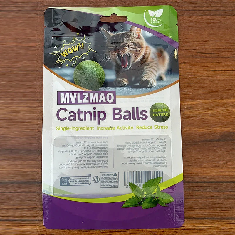 Edible Catnip Ball Toy For Safe Home Cat Chasing Play