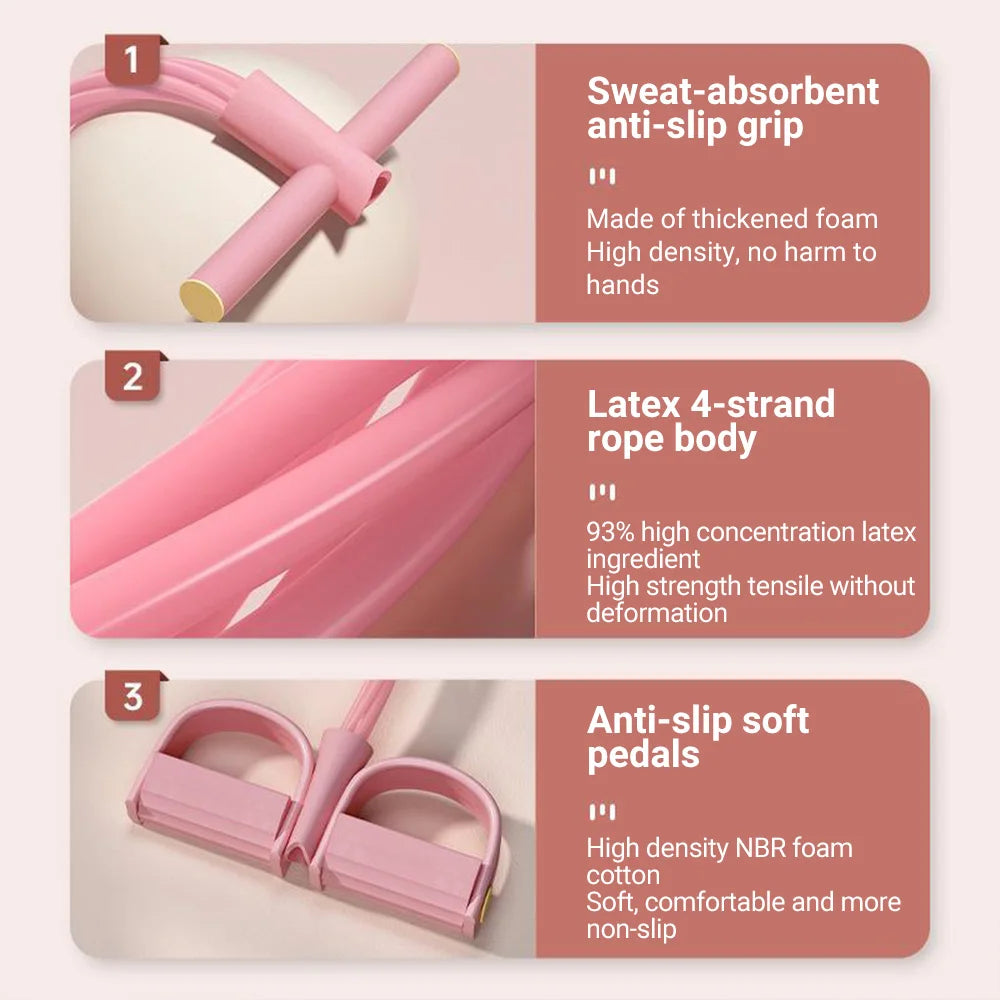6 Tube Resistance Band Set For Women Fitness With Multi Function Pedal Exerciser