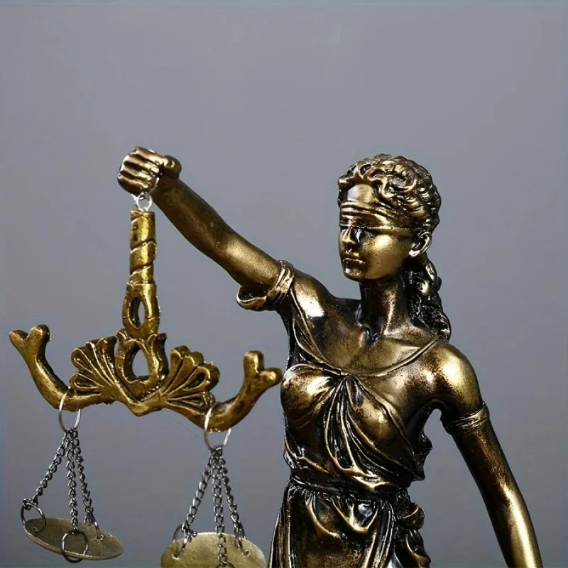 Goddess Of Justice Ornament Copper Tone Resin European Retro For Home Office