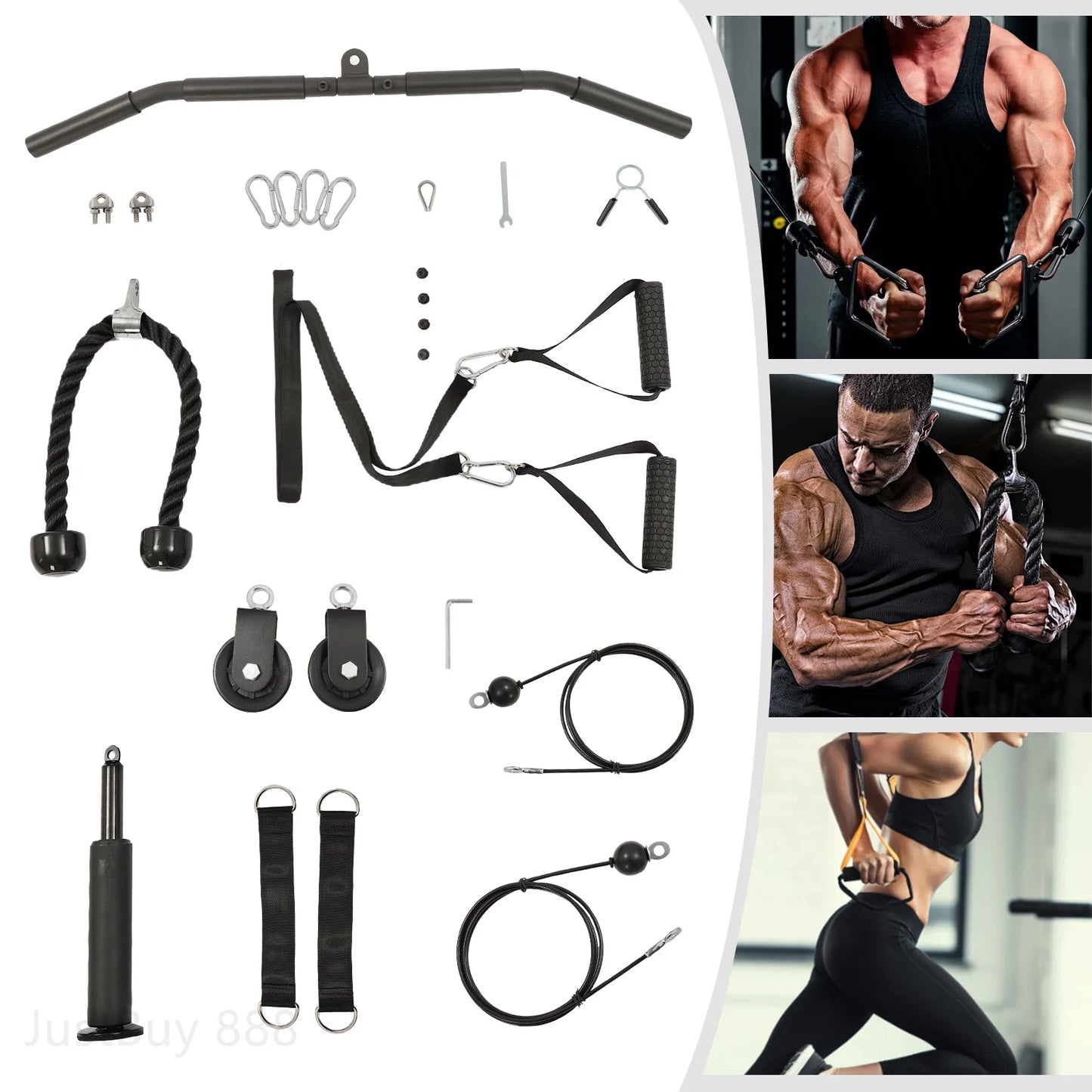 Cable Weight Pulley System For Home Gym With Safety Ropes Unisex Strength