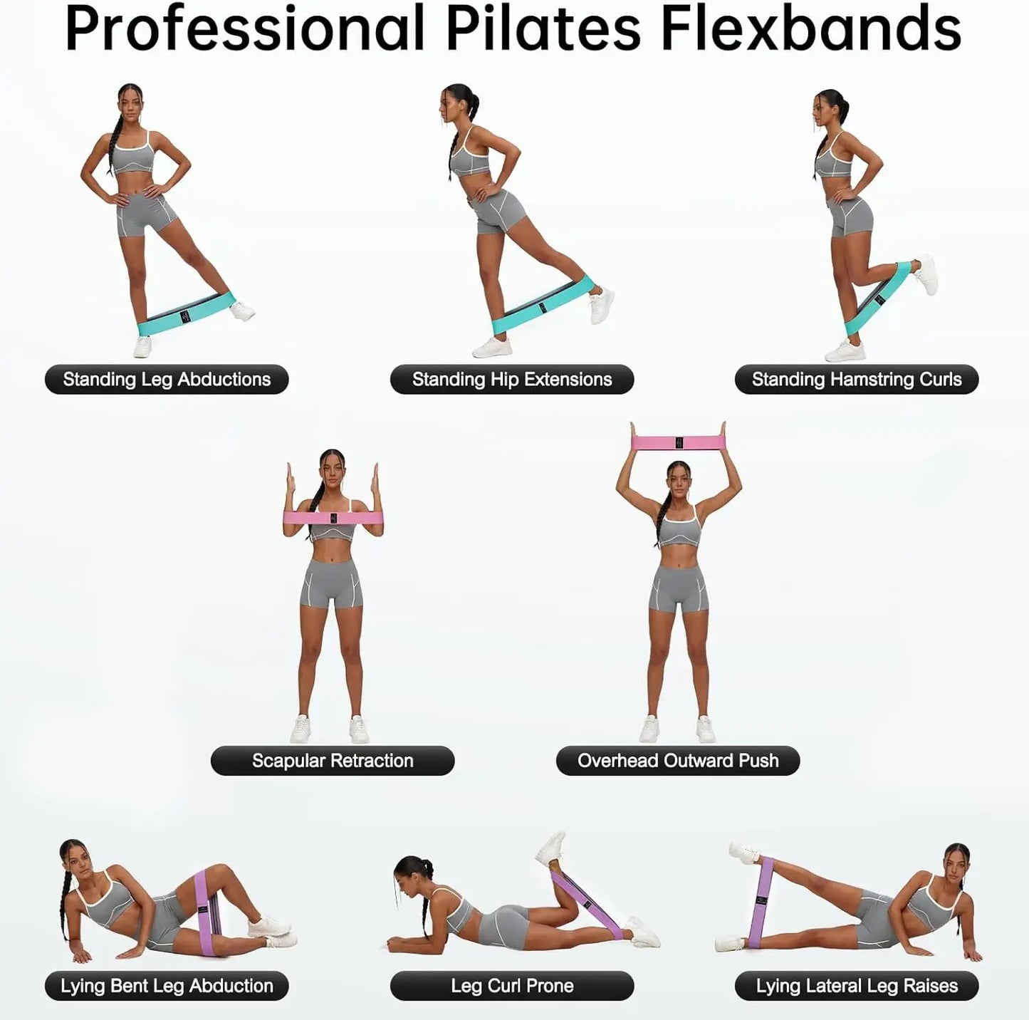Resistance Bands Pro Set Heavy Medium Light Loops For Pilates Yoga Unisex