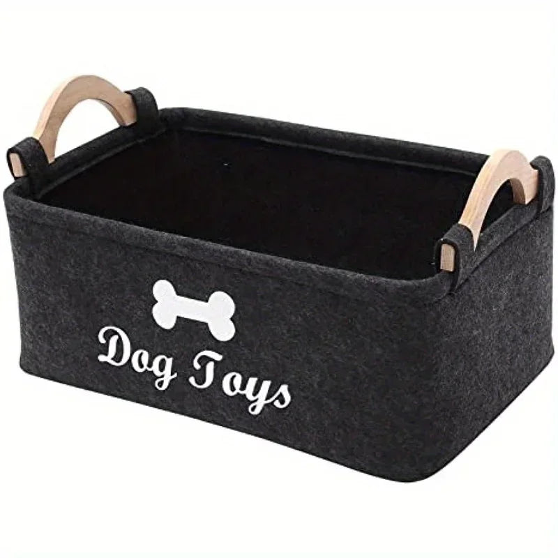 Felt Dog Toy Box Storage Basket For Pet Organization Essentials