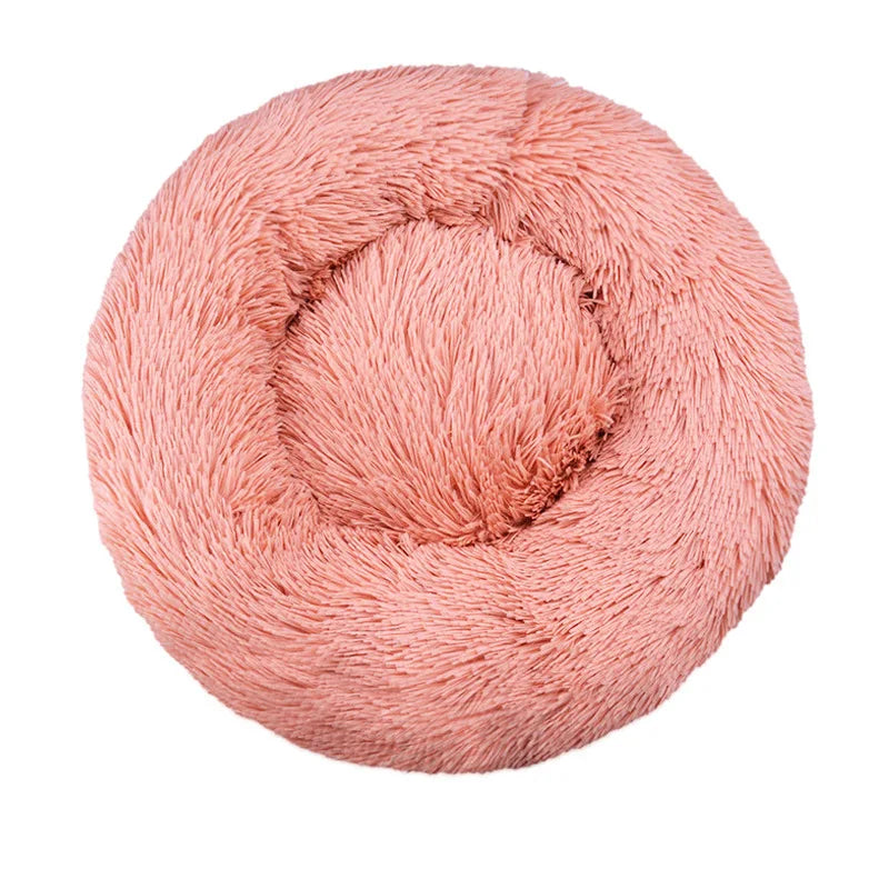 Round Dog Bed Plush Winter Warm Washable For Small Medium Large Dogs Cats