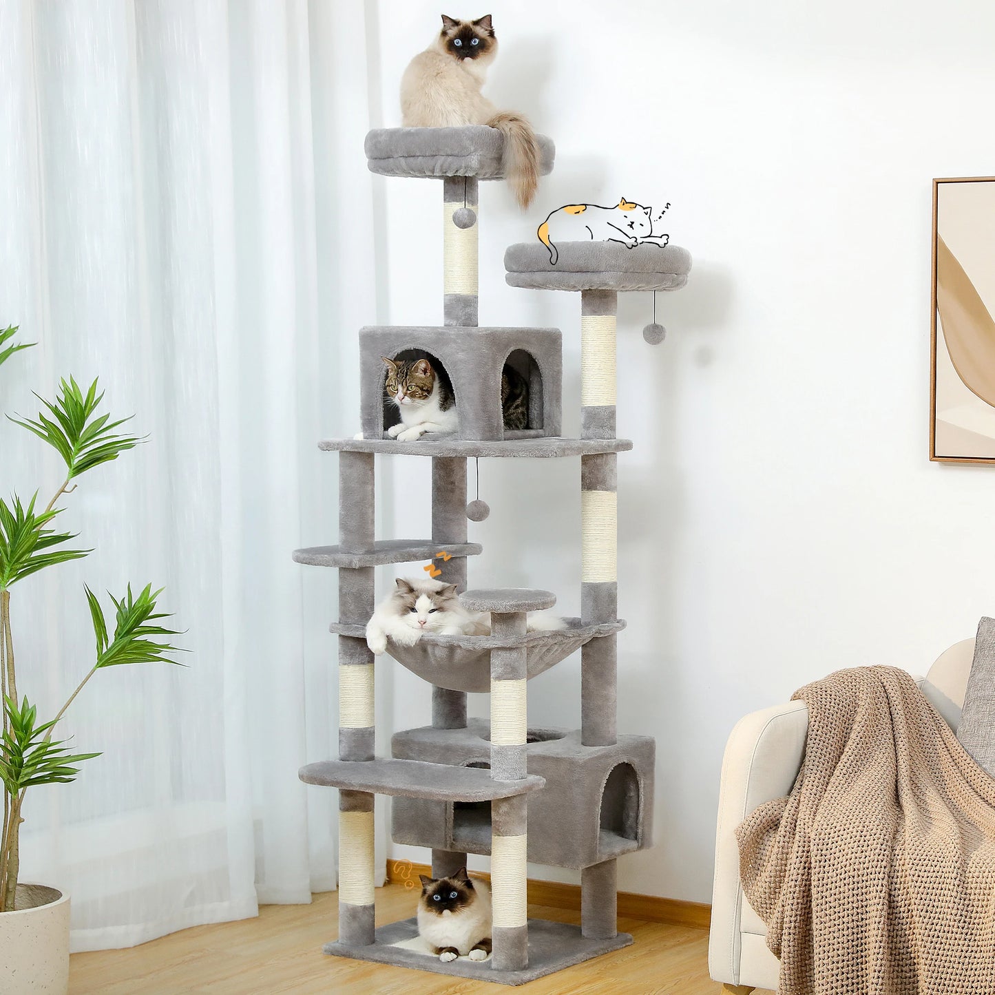 PAWZ Road Cat Tree Tower With Scratching Posts And Perches