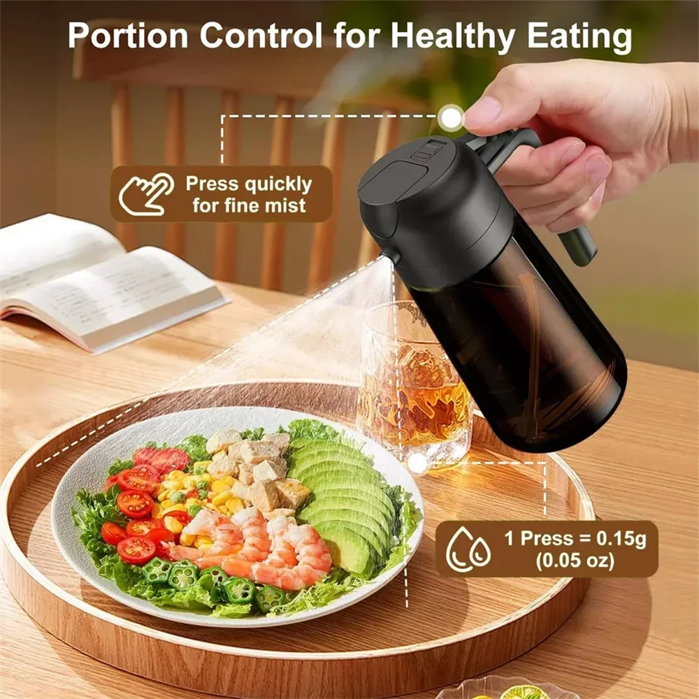 2 In 1 Glass Oil Sprayer Dispenser Leakproof 16oz For Home Cooks