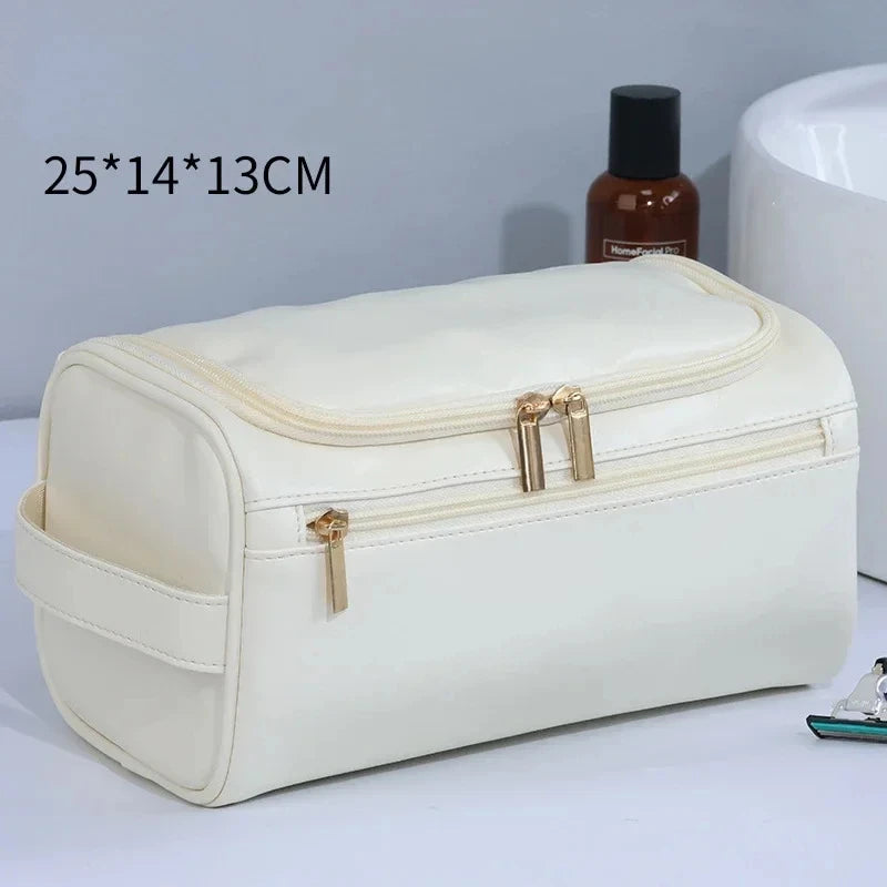 Leather Toiletry Bag Dopp Kit Hanging Travel Organizer For Men And Women