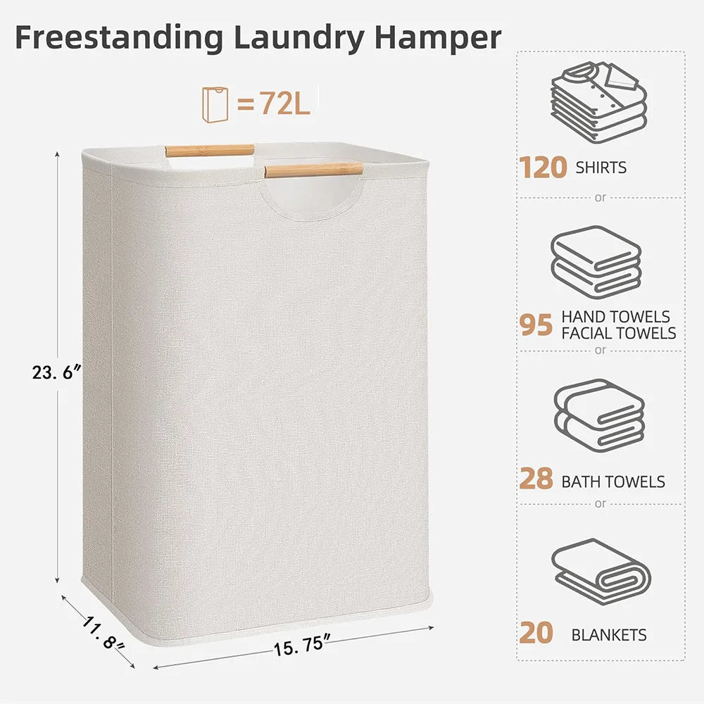 Essential Collapsible Laundry Basket For Small Spaces With Wooden Handle