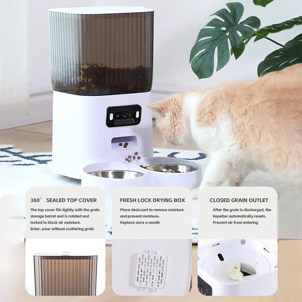 Repetsun Double Bowls Smart Cat Feeder With Video Camera