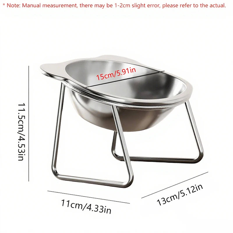 Booteely Tilted Stainless Steel Cat Bowl With Stand
