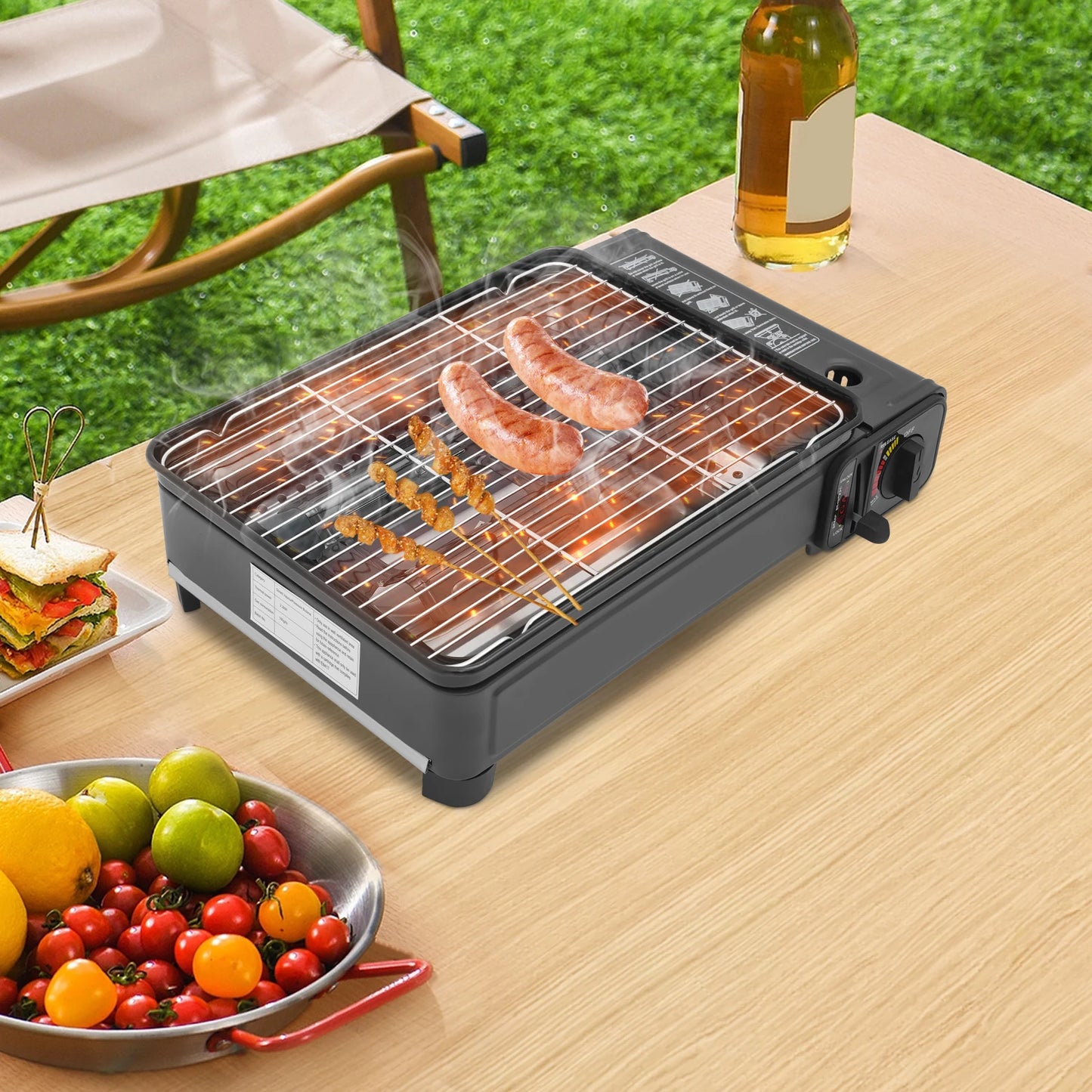 Portable Butane Gas Grill Stove 2.2KW With Carry Case For Camping