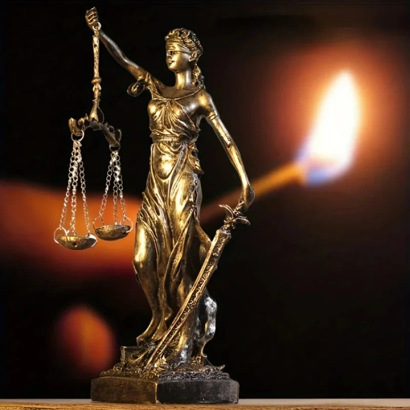 Goddess Of Justice Ornament Copper Tone Resin European Retro For Home Office