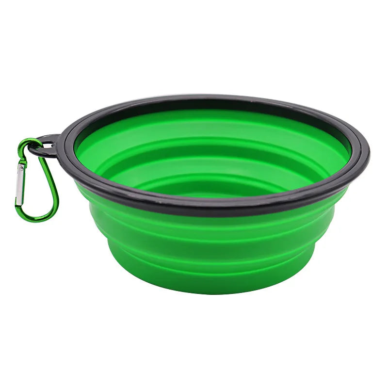 Folding Portable Silicone Dog Feeder Bowl and 2-In-1 Pet Dispenser