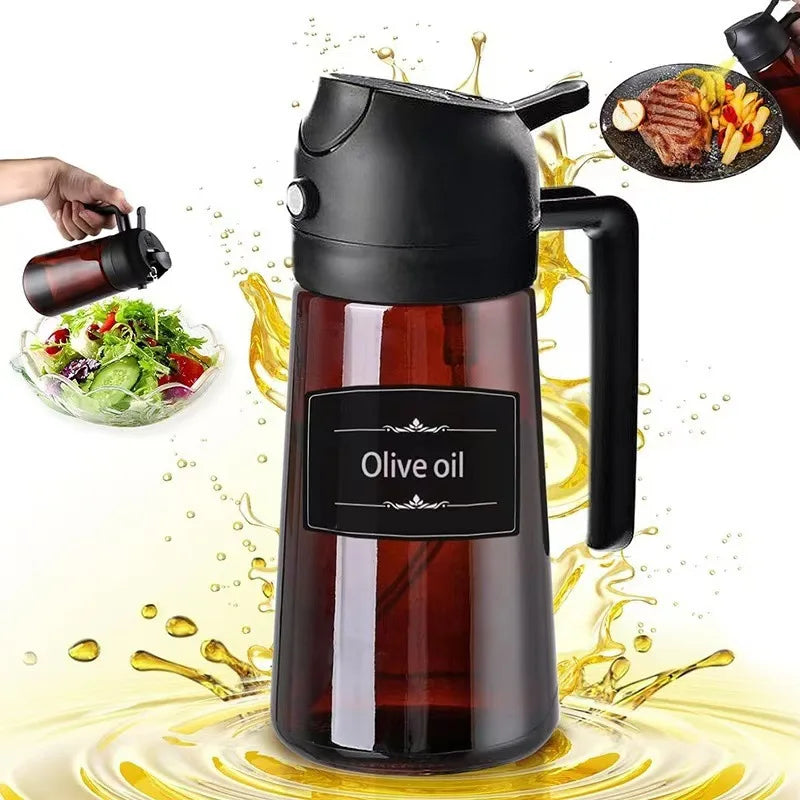 2 In 1 Glass Oil Sprayer Dispenser Leakproof 16oz For Home Cooks