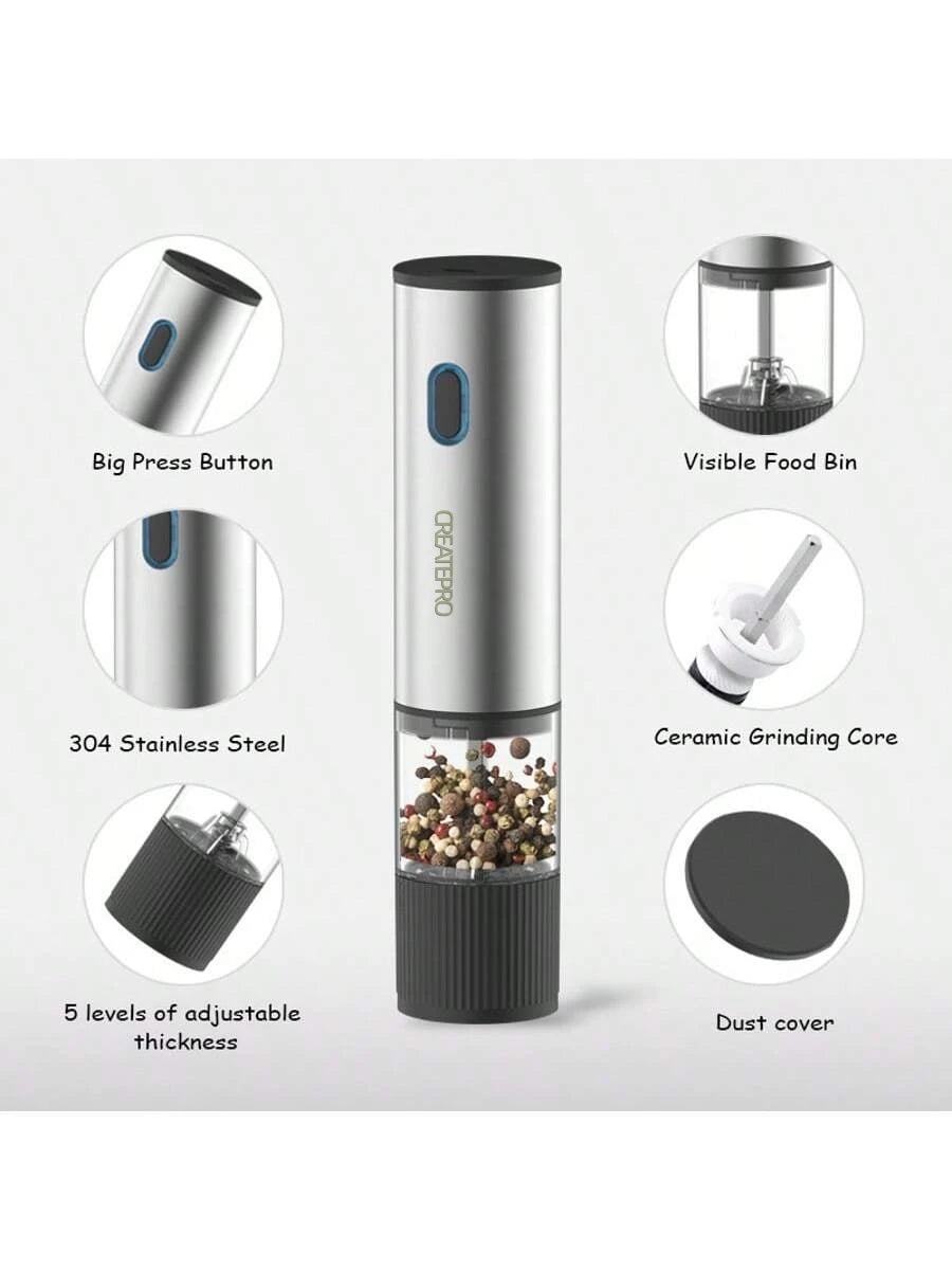Season with Ease Rechargeable Electric Salt & Pepper Grinder