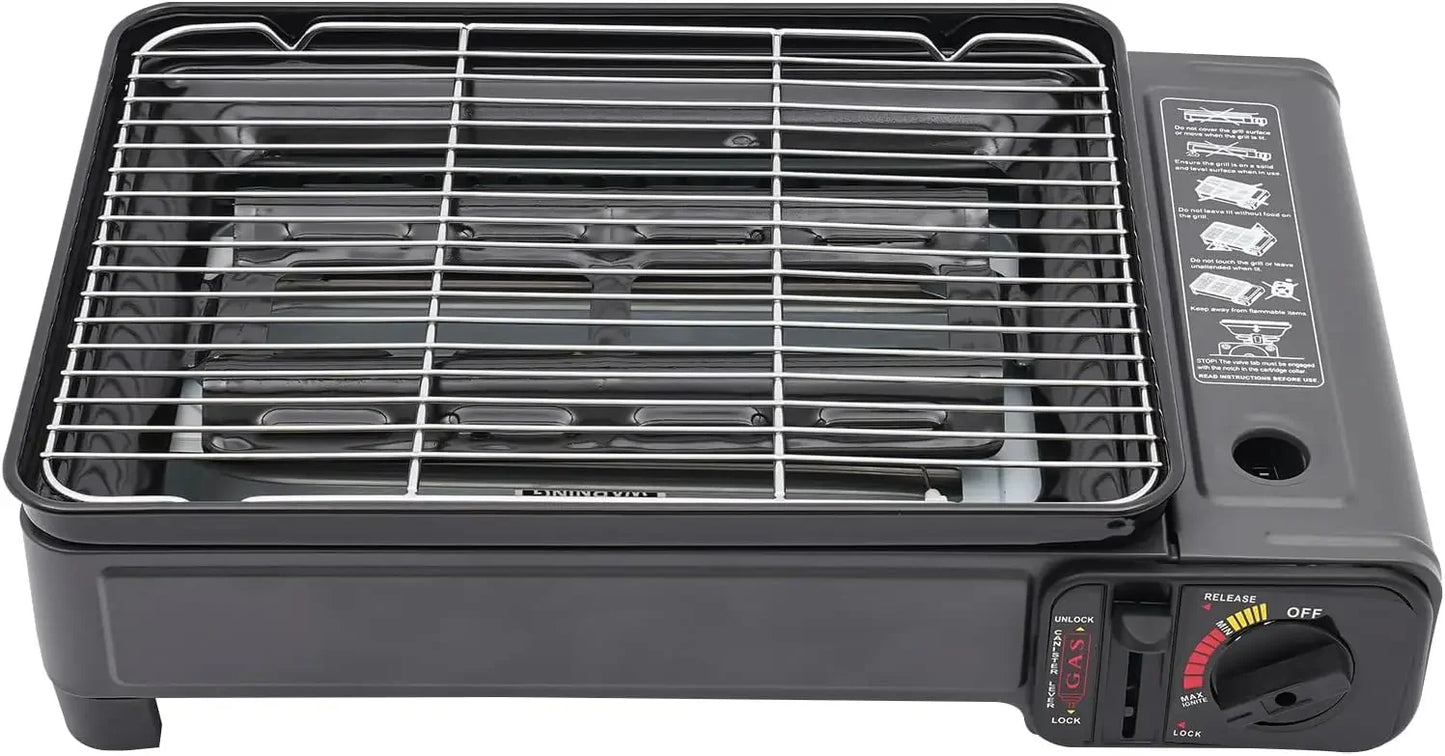 Bymaocar Portable Butane Grill With Grill Net For Camping Trekking Gas Stove
