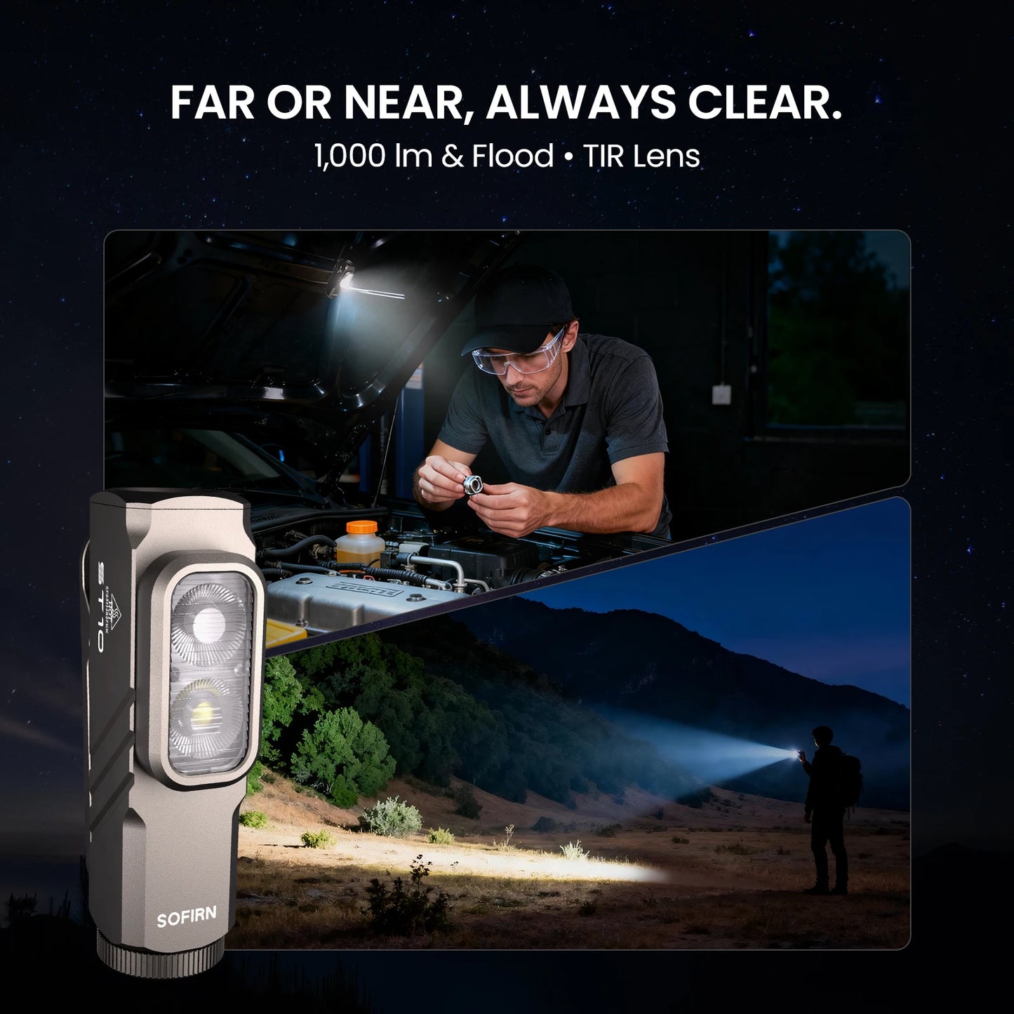 1000LM Rechargeable Mini LED Flashlight with Red Light