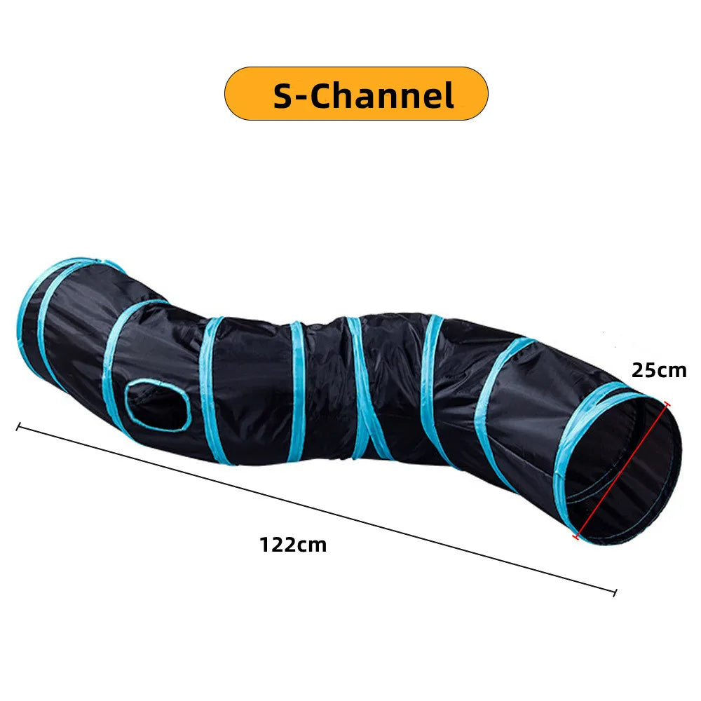 Foldable Cat Tunnel Toy For Indoor Play Breathable Fabric