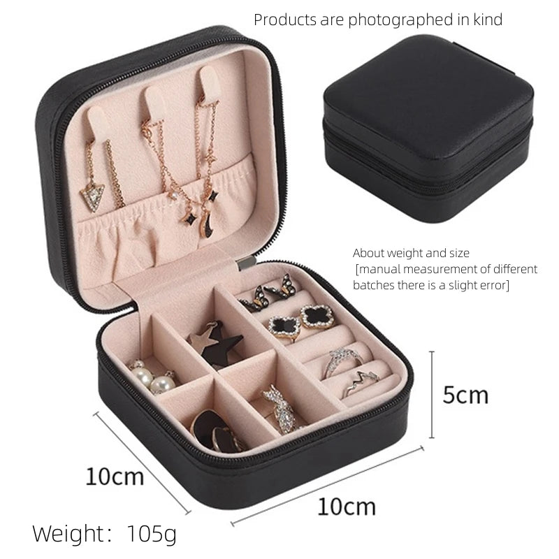 SHFY Travel Leather Jewelry Box For Ladies Elegant Single Layer Carry Case Pink
