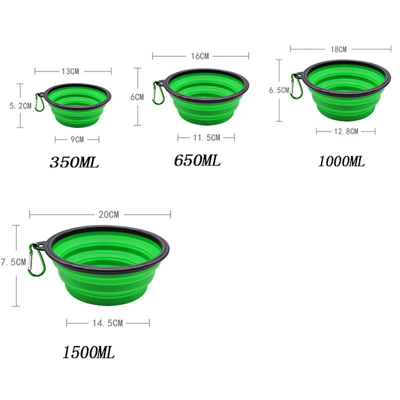 Folding Portable Silicone Dog Feeder Bowl and 2-In-1 Pet Dispenser