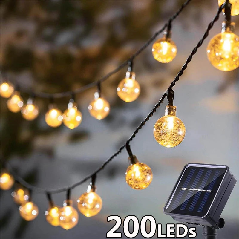 Solar String Lights Outdoor Crystal Fairy Lights 8 Modes Waterproof Patio