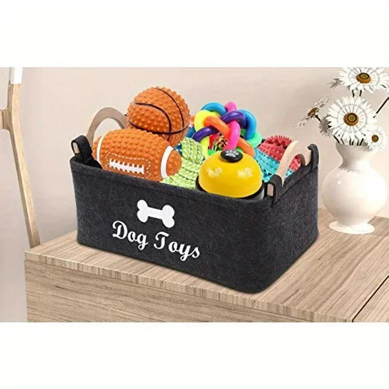 Felt Dog Toy Box Storage Basket For Pet Organization Essentials