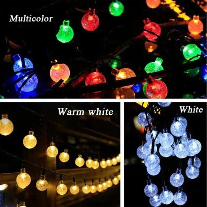 Solar String Lights Outdoor Crystal Fairy Lights 8 Modes Waterproof Patio
